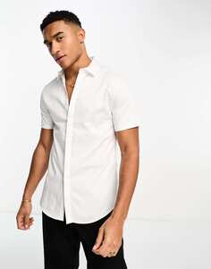 Белая сатиновая рубашка узкого кроя ASOS DESIGN Premium