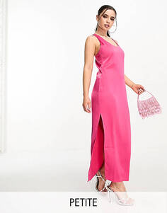 Розовое атласное платье миди с закрученным узлом на спине 4th &amp; Reckless Petite