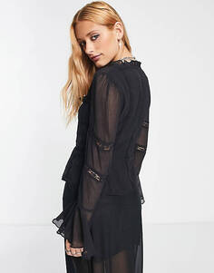 Черная блузка с пуговицами спереди Reclaimed Vintage