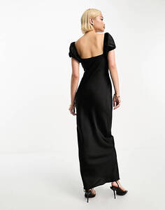 Черное атласное платье макси с вырезом в стиле пикабу 4th &amp; Reckless