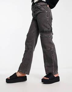 Черные широкие джинсы карго Miss Selfridge