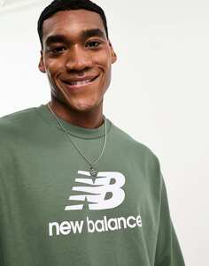 Зеленая флисовая футболка с логотипом New Balance Essentials