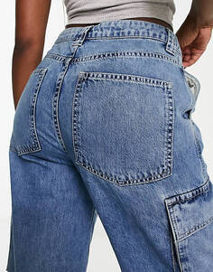 Синие широкие джинсы-карго ASOS DESIGN