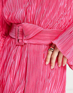 Розовое платье мини с плиссированным поясом NA-KD