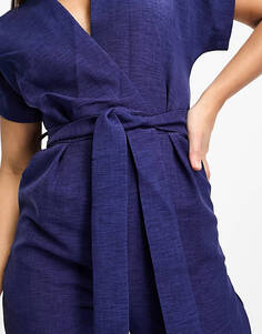 Темно-синий комбинезон-кимоно с завязкой на талии Closet London Tall