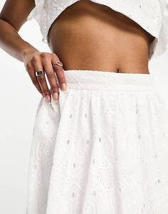 Белая координированная юбка миди Petite из вышивки River Island