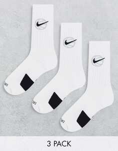 Белые носки Nike Basketball из 3 пар
