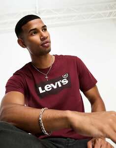 Бордовая футболка Levi&apos;s с логотипом в виде крыла летучей мыши Levis