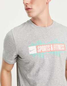 Серая футболка с принтом Nike Training Sports &amp; Fitness