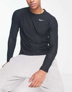 Черная футболка с длинными рукавами и принтом Nike Training DYE