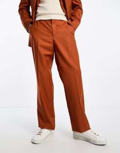Ярко-оранжевые костюмные брюки оверсайз Sixth June