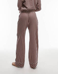 Бордовый пижамный комплект из рубашки и брюк в клетку Topshop Tall с маской для глаз и подарочным пакетом