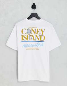 Белая футболка легкоатлетического клуба Coney Island Picnic с принтом на груди и спине