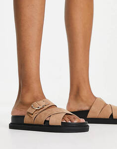 Светло-коричневые сандалии на плоской подошве с перекрестными ремешками schuh Tamara