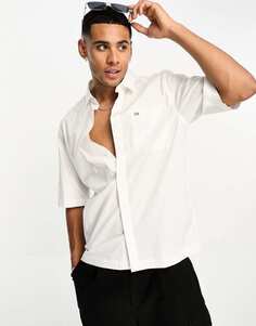 Белая эластичная рубашка из поплина с короткими рукавами Calvin Klein