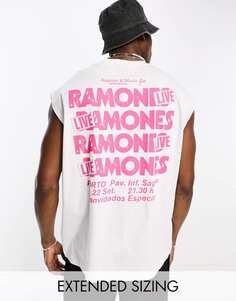 Белый оверсайз-жилет с принтом Ramones ASOS DESIGN