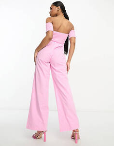 Розовый комбинезон с открытыми плечами и широкими штанинами The Frolic