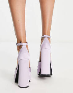 Сиреневые атласные туфли на двойной платформе Daisy Street Exclusive