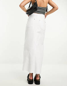 Белая джинсовая юбка макси с асимметричным швом Pimkie