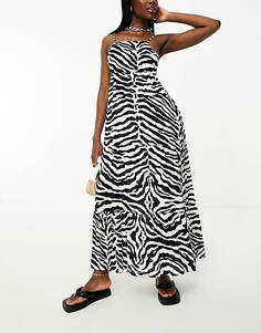 Черно-белое пляжное платье макси Isla &amp; Bird с зебровым принтом