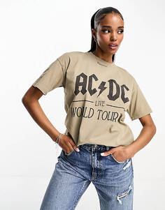 Черная футболка с надписью Pull&amp;Bear AC/DC