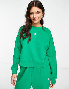 Зеленый комбинативный свитшот Miss Selfridge с вышивкой в виде сердца