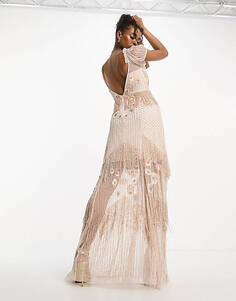 Розовое платье макси с цветочным принтом Miss Selfridge Premium