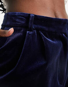 Темно-синие бархатные широкие брюки для папы River Island