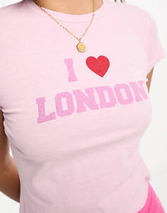 Розовая футболка с рисунком I Heart London ASOS DESIGN