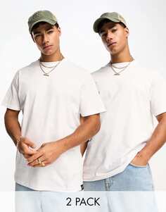 Комплект базовых футболок из двух белых футболок Pull&amp;Bear