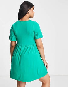 Зеленое свободное платье мини Yours