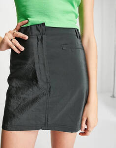 Темно-угольная практичная мини-юбка Topshop