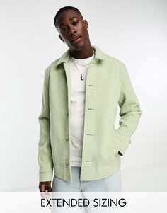 Зеленая шерстяная куртка оверсайз ASOS DESIGN