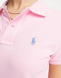 Розовое платье-поло из пике с логотипом Polo Ralph Lauren