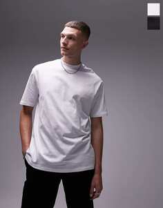 Комплект из 2 футболок оверсайз белого и черного цветов Topman