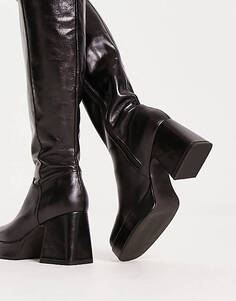 Черные кожаные ботинки премиум-класса на платформе Topshop Holly