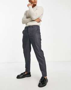 Темно-серые элегантные брюки зауженного кроя с узором &quot;гусиные лапки&quot; Selected Homme