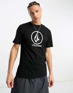 Черная футболка с логотипом на груди Volcom