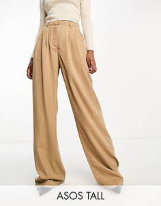 Светло-коричневые повседневные широкие брюки ASOS DESIGN Tall