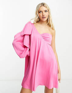 Розовое мини-платье с одним рукавом Forever New