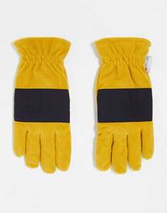 Желтые флисовые перчатки Selected Homme с цветными блоками