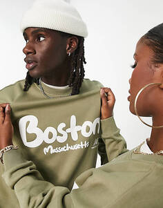 Зеленый свитшот унисекс Boston New Balance