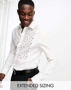 Белая рубашка с кружевным нагрудником и кружевной вышивкой ASOS DESIGN