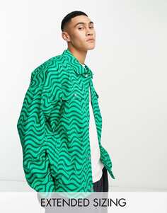 Объемная куртка в стиле вестерн зеленого цвета с волнистым принтом ASOS DESIGN