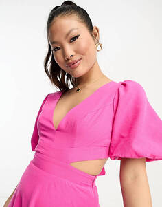 Розовое платье макси с пышными рукавами Forever New Petite