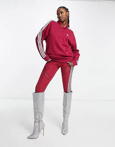 Темно-бордовый флисовый флис на молнии adidas Originals &apos;center stage&apos; в четверть