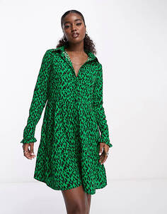 Зелёное платье-мини-рубашка New Look