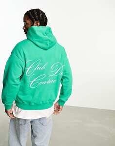 Зелёный пуловер с надписью The Couture Club с принтом на груди и спине