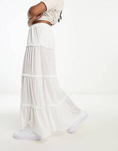 Белая фактурная многоярусная юбка макси ASOS DESIGN