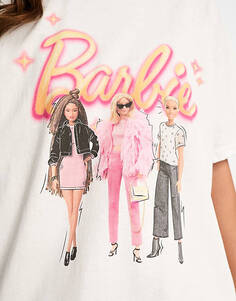 Белая объемная футболка с изображением Барби Miss Selfridge License